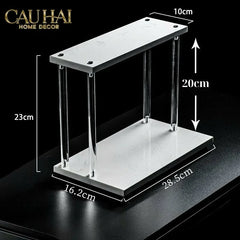 Haute Folie - Kệ Phòng Tắm 2 Tầng Đá Marble Acrylic Column Gabriel Tiered Organizers 20x26.5-KỆ TRANG TRÍ-CẬU HAI HOME DECOR