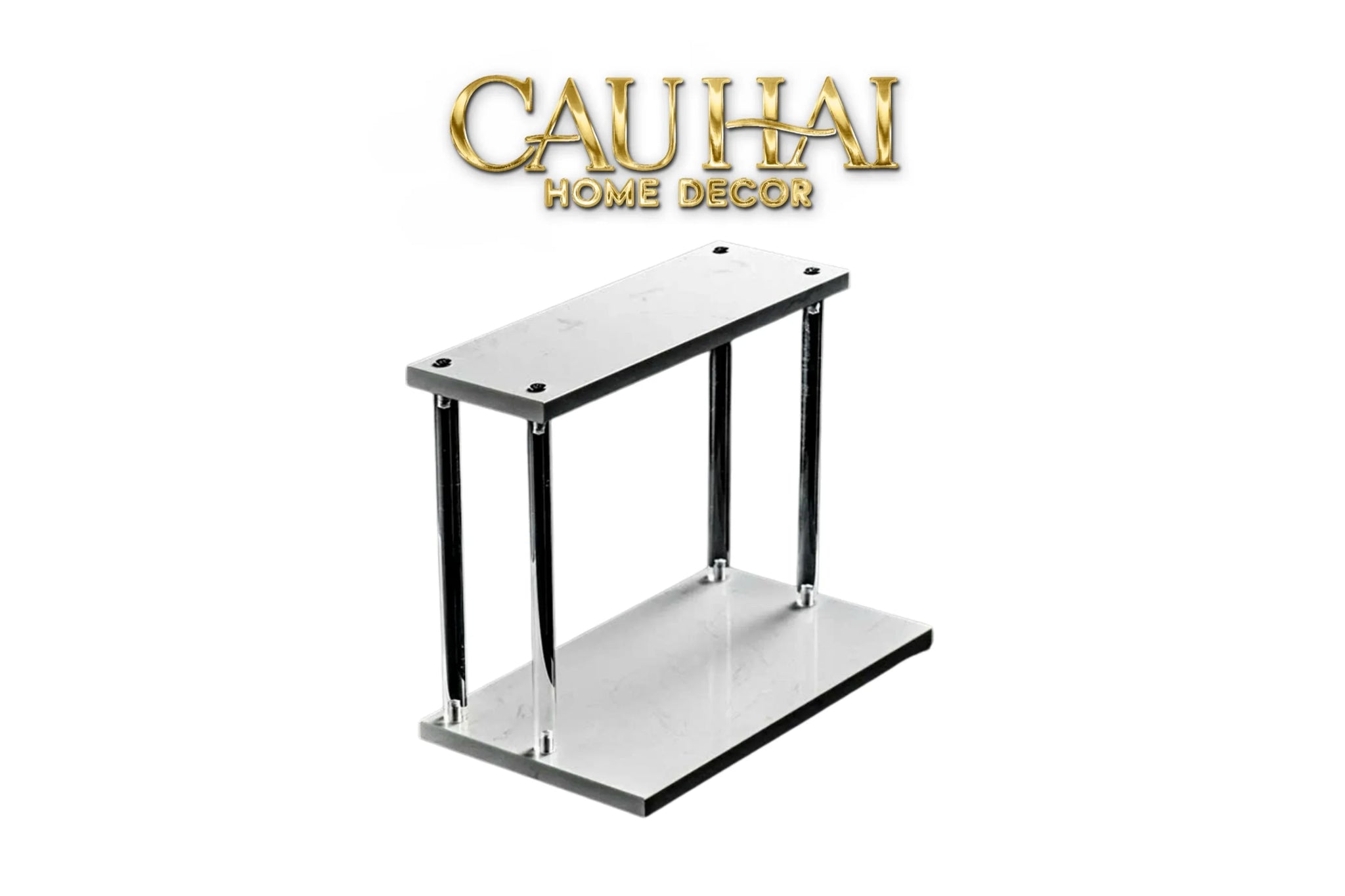 Haute Folie - Kệ Phòng Tắm 2 Tầng Đá Marble Acrylic Column Gabriel Tiered Organizers 20x26.5-KỆ TRANG TRÍ-CẬU HAI HOME DECOR