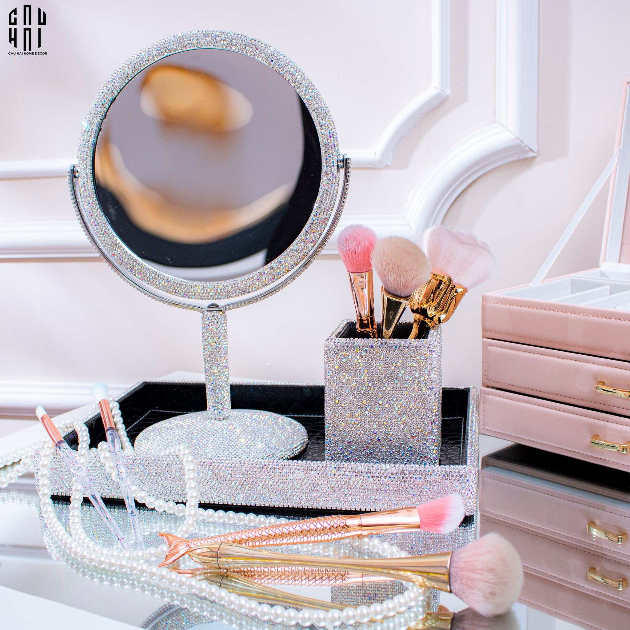Haute Folie - Khay Da Cao Cấp Croco Diamond Bling Bling Up-KHAY TRANG TRÍ-CẬU HAI HOME DECOR