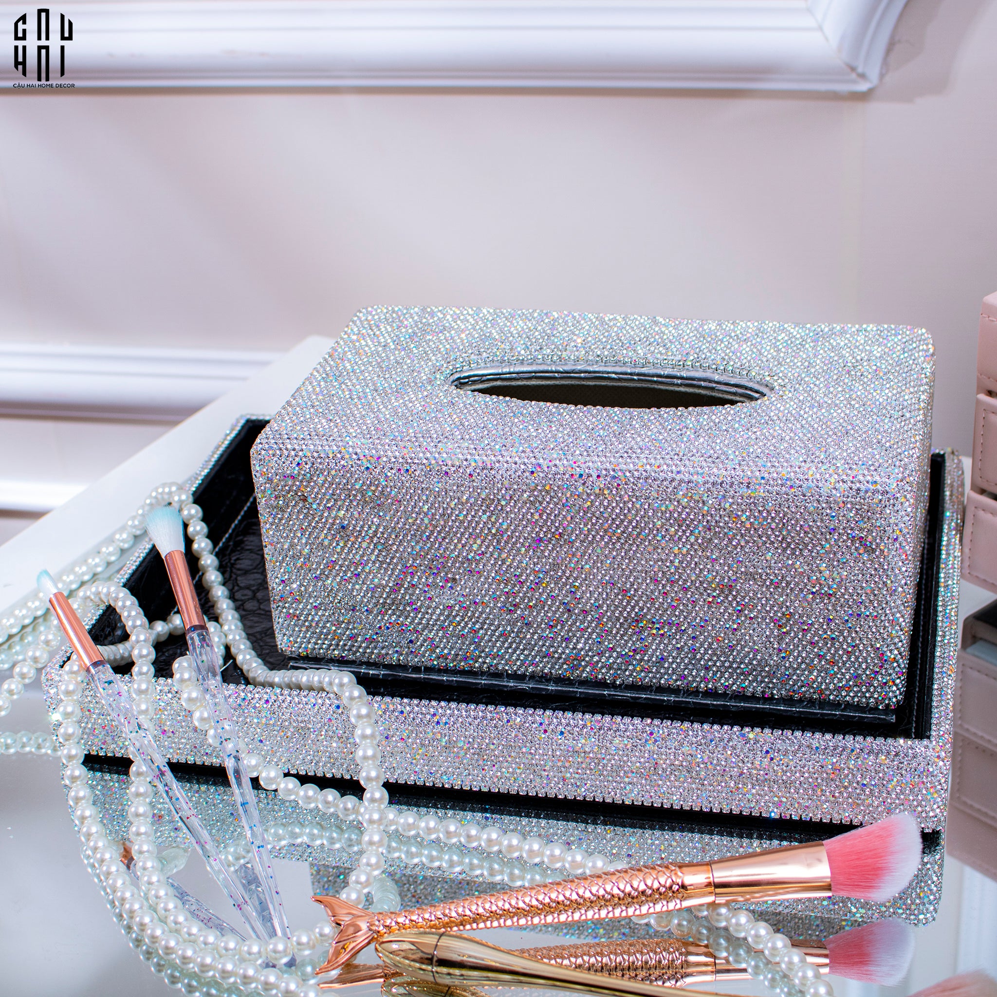Haute Folie - Khay Da Cao Cấp Croco Diamond Bling Bling Up-KHAY TRANG TRÍ-CẬU HAI HOME DECOR