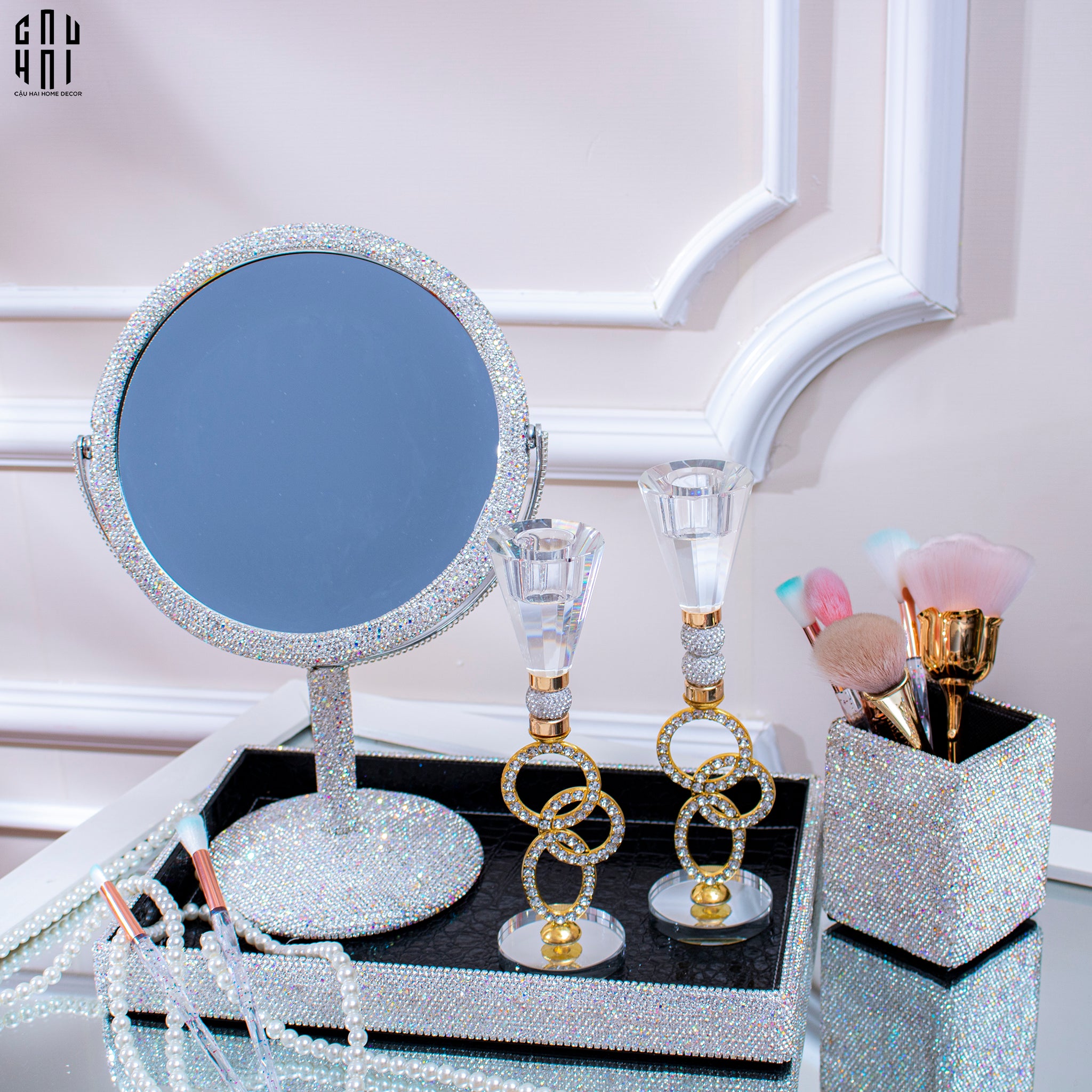 Haute Folie - Khay Da Cao Cấp Croco Diamond Bling Bling Up-KHAY TRANG TRÍ-CẬU HAI HOME DECOR