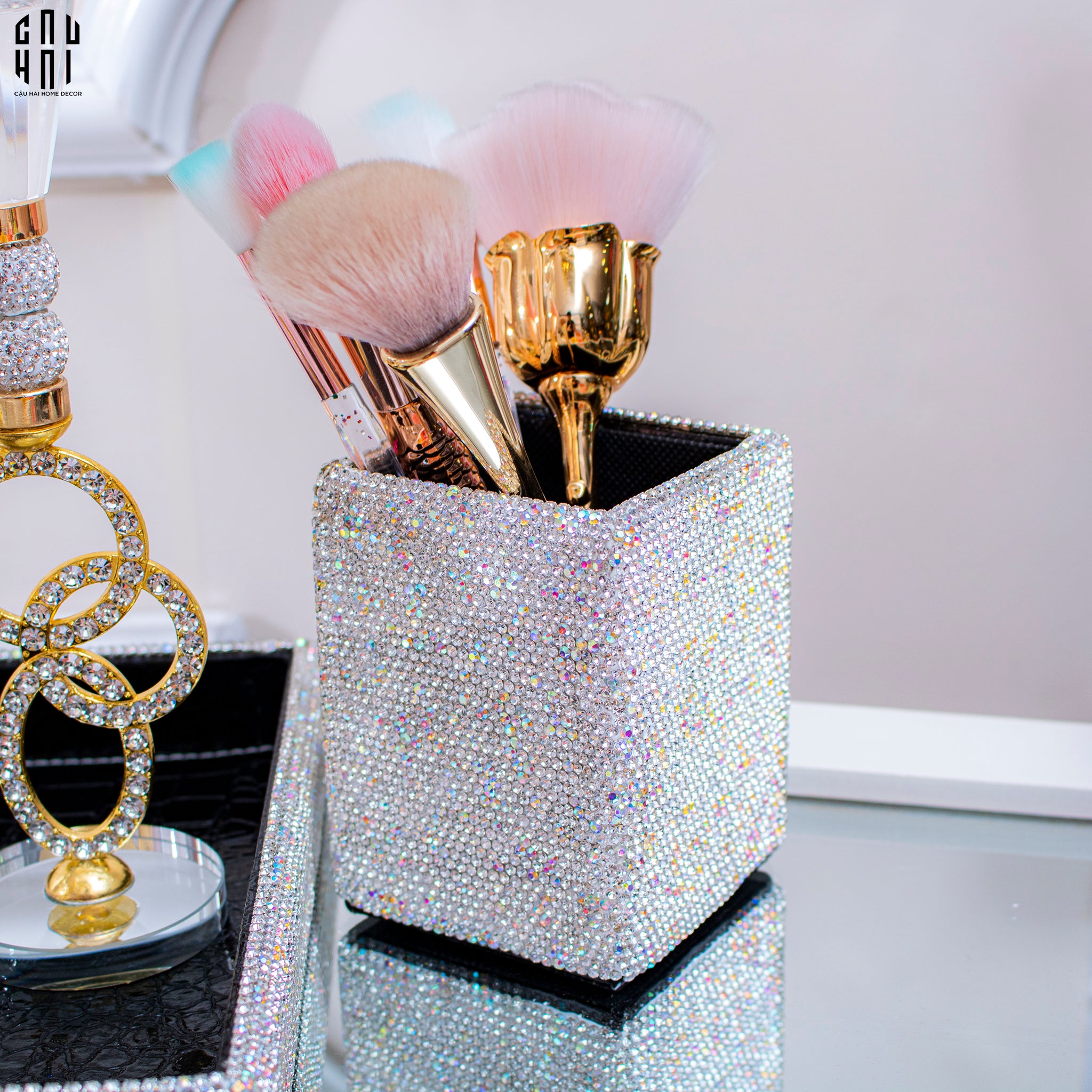 Haute Folie - Khay Da Cao Cấp Croco Diamond Bling Bling Up-KHAY TRANG TRÍ-CẬU HAI HOME DECOR