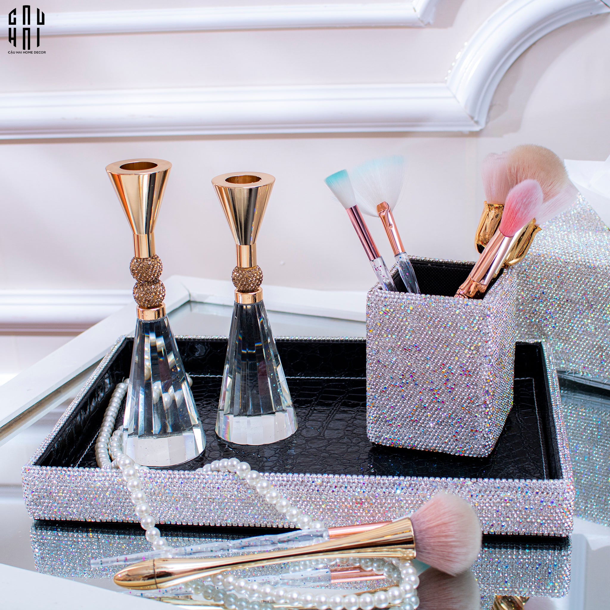 Haute Folie - Khay Da Cao Cấp Croco Diamond Bling Bling Up-KHAY TRANG TRÍ-CẬU HAI HOME DECOR