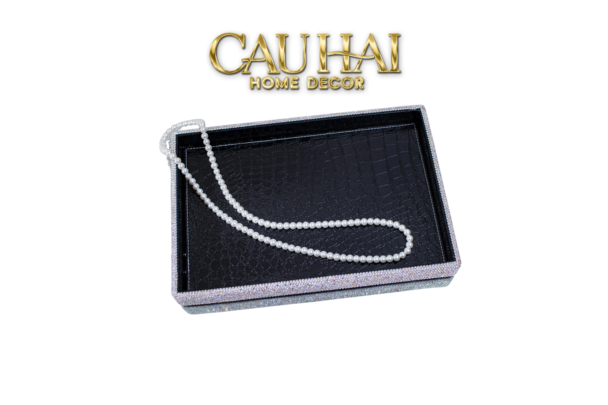 Haute Folie - Khay Da Cao Cấp Croco Diamond Bling Bling Up-KHAY TRANG TRÍ-CẬU HAI HOME DECOR