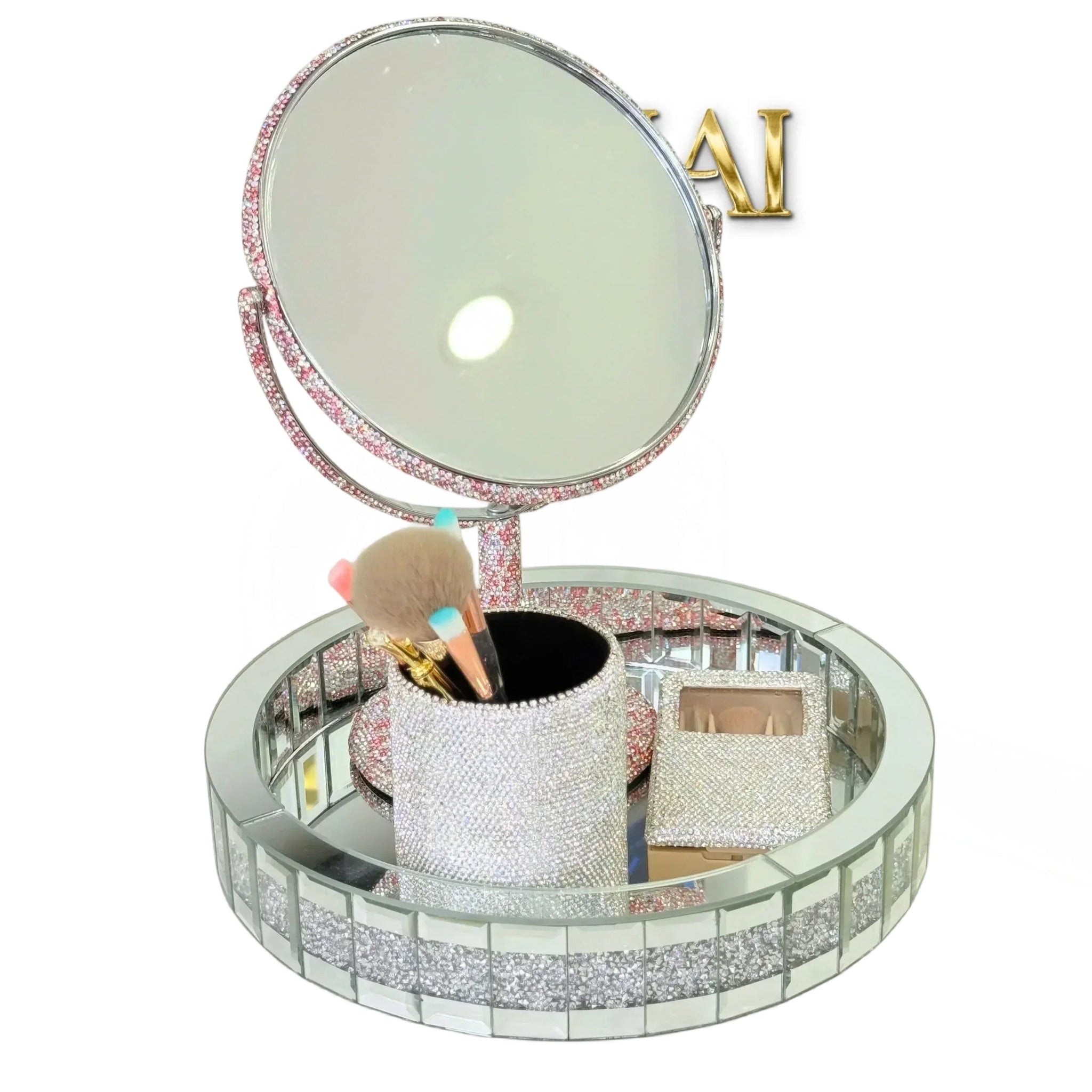 Haute Folie - Khay Gương Tròn Đế Xoay Mirror Argenté D30-KHAY TRANG TRÍ-CẬU HAI HOME DECOR