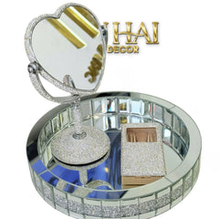 Haute Folie - Khay Gương Tròn Đế Xoay Mirror Argenté D30-KHAY TRANG TRÍ-CẬU HAI HOME DECOR