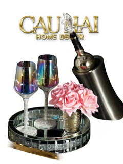 Haute Folie - Khay Gương Tròn Đế Xoay Mirror Argenté D30-KHAY TRANG TRÍ-CẬU HAI HOME DECOR