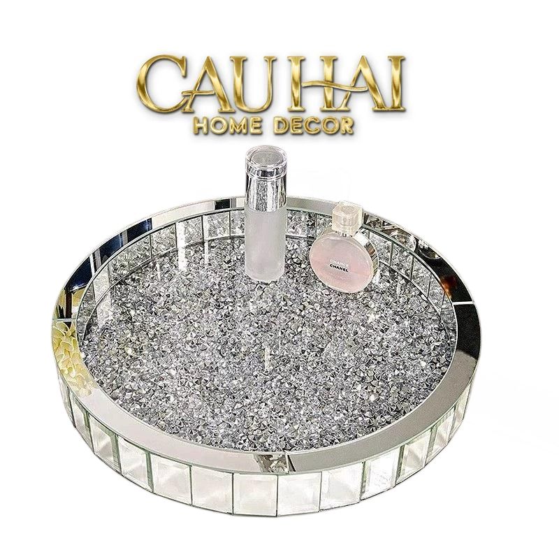 Haute Folie - Khay Gương Tròn Đế Xoay Mirror Argenté D30-KHAY TRANG TRÍ-CẬU HAI HOME DECOR