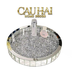 Haute Folie - Khay Gương Tròn Đế Xoay Mirror Argenté D30-KHAY TRANG TRÍ-CẬU HAI HOME DECOR