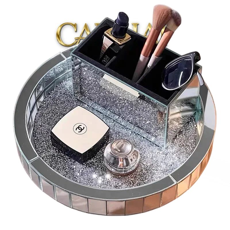 Haute Folie - Khay Gương Tròn Đế Xoay Mirror Argenté D30-KHAY TRANG TRÍ-CẬU HAI HOME DECOR