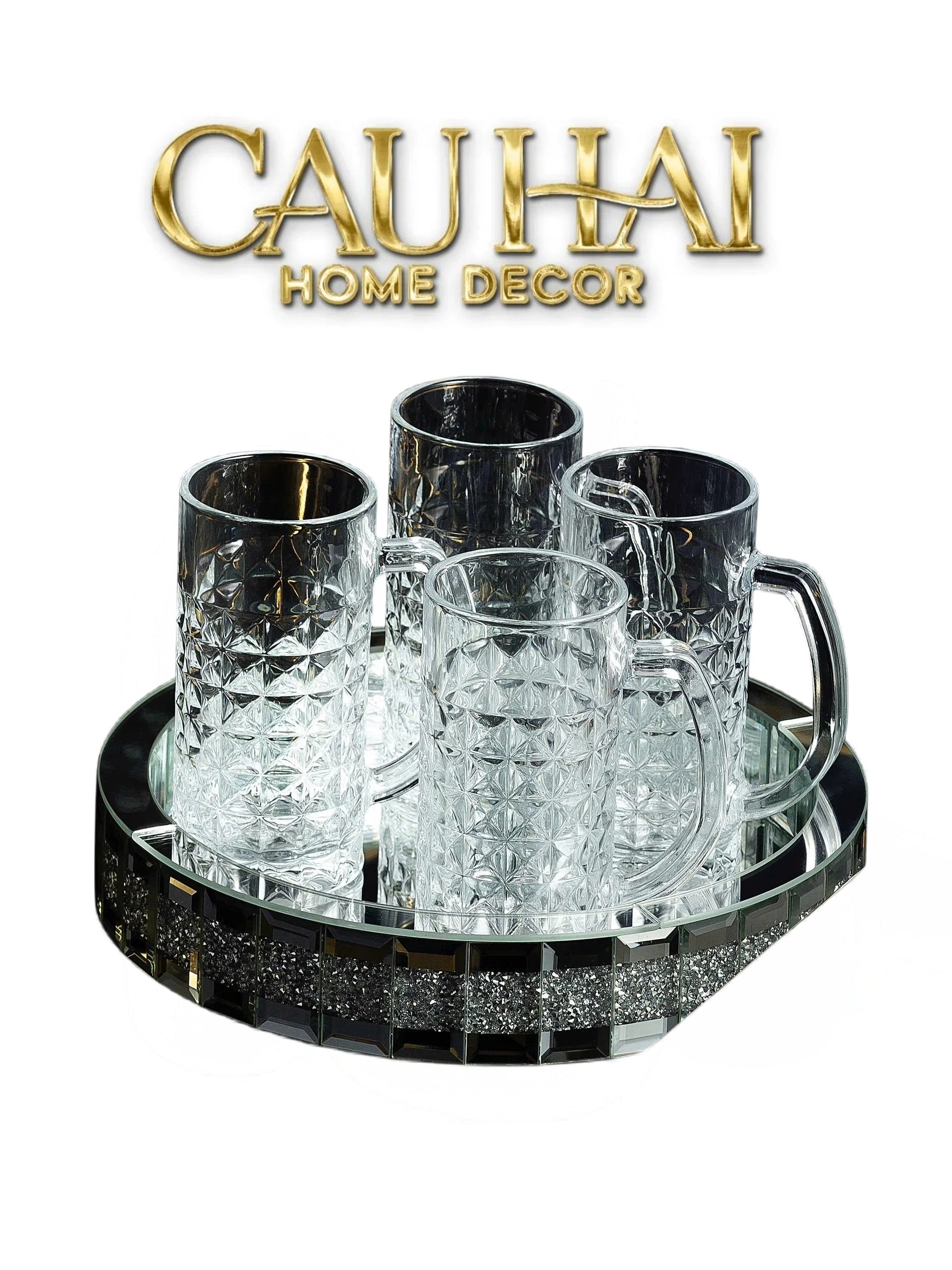 Haute Folie - Khay Gương Tròn Đế Xoay Mirror Argenté D30-KHAY TRANG TRÍ-CẬU HAI HOME DECOR