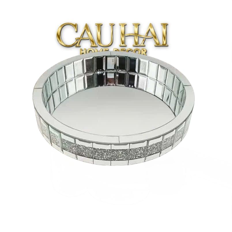 Haute Folie - Khay Gương Tròn Đế Xoay Mirror Argenté D30-KHAY TRANG TRÍ-CẬU HAI HOME DECOR