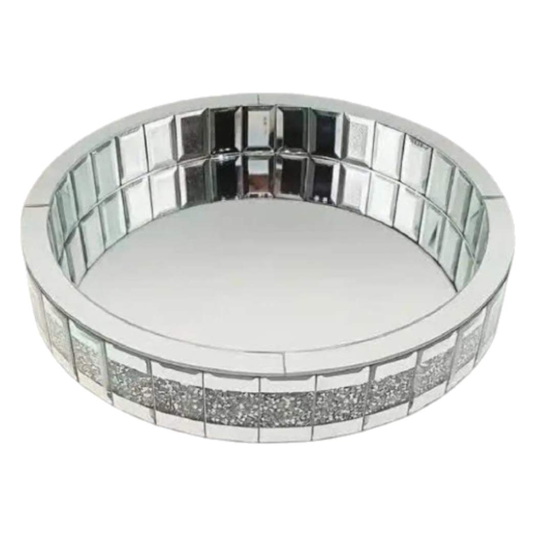 Haute Folie - Khay Gương Tròn Đế Xoay Starlight Mirrored Argenté D30-KHAY TRANG TRÍ-Đối tác tại Trung Quốc theo từng đơn đặt hàng-CẬU HAI HOME DECOR