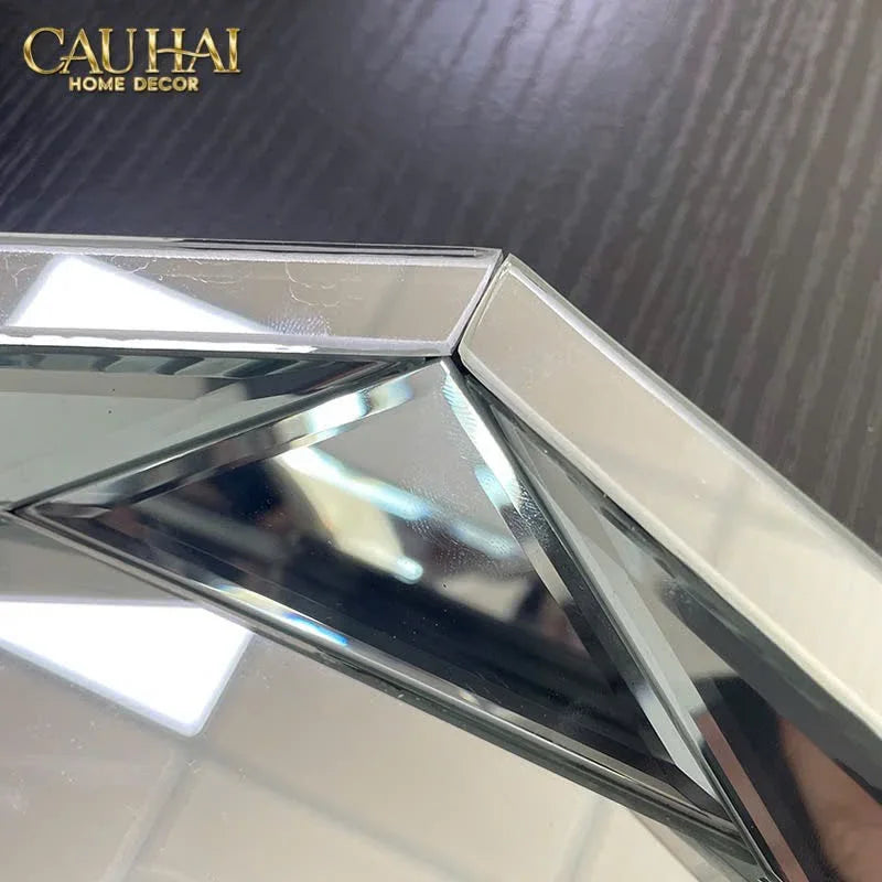 Haute Folie - Khay Gương Tròn Diamond Facetté Platinum Éclat Decoratives Trays D34-KHAY TRANG TRÍ-CẬU HAI HOME DECOR
