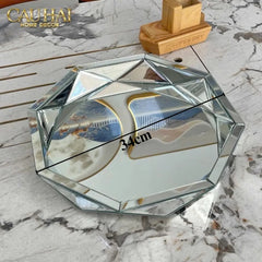 Haute Folie - Khay Gương Tròn Diamond Facetté Platinum Éclat Decoratives Trays D34-KHAY TRANG TRÍ-CẬU HAI HOME DECOR