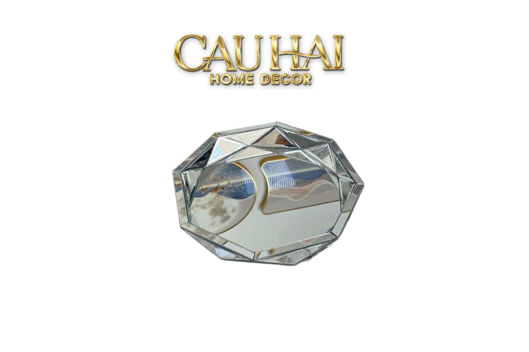 Haute Folie - Khay Gương Tròn Diamond Facetté Platinum Éclat Decoratives Trays D34-KHAY TRANG TRÍ-CẬU HAI HOME DECOR