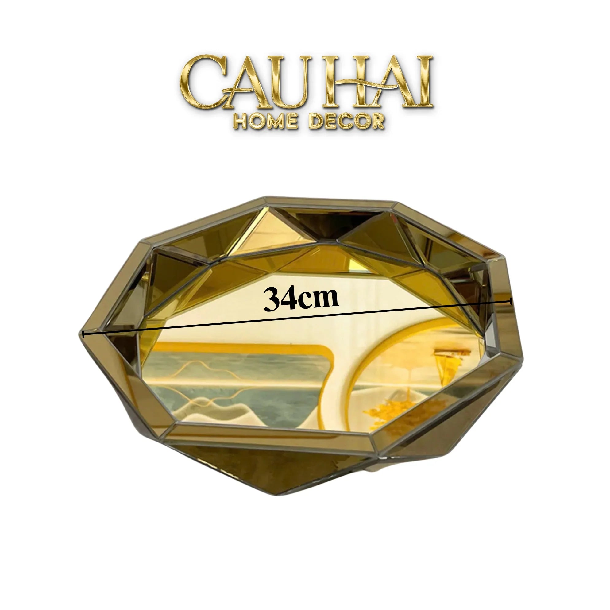 Haute Folie - Khay Gương Tròn Diamond Facetté Soleil Éclat Decoratives Trays D34-KHAY TRANG TRÍ-CẬU HAI HOME DECOR