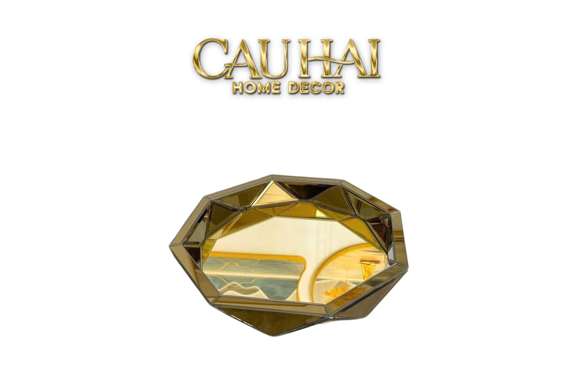 Haute Folie - Khay Gương Tròn Diamond Facetté Soleil Éclat Decoratives Trays D34-KHAY TRANG TRÍ-CẬU HAI HOME DECOR