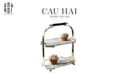Haute Folie - Khay Kệ Bàn Trang Điểm 2 Tầng Đá Marble Trắng - Manor Tiered Organizers 30x37-KHAY TRANG TRÍ-CẬU HAI HOME DECOR
