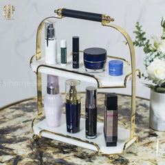 Haute Folie - Khay Kệ Bàn Trang Điểm 2 Tầng Đá Marble Trắng - Manor Tiered Organizers 30x37-KHAY TRANG TRÍ-CẬU HAI HOME DECOR