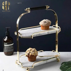 Haute Folie - Khay Kệ Bàn Trang Điểm 2 Tầng Đá Marble Trắng - Manor Tiered Organizers 30x37-KHAY TRANG TRÍ-CẬU HAI HOME DECOR