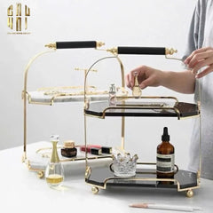 Haute Folie - Khay Kệ Bàn Trang Điểm 2 Tầng Đá Marble Trắng - Manor Tiered Organizers 30x37-KHAY TRANG TRÍ-CẬU HAI HOME DECOR