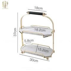 Haute Folie - Khay Kệ Bàn Trang Điểm 2 Tầng Đá Marble Trắng - Manor Tiered Organizers 30x37-KHAY TRANG TRÍ-CẬU HAI HOME DECOR