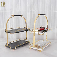 Haute Folie - Khay Kệ Bàn Trang Điểm 2 Tầng Đá Marble Trắng - Manor Tiered Organizers 30x37-KHAY TRANG TRÍ-CẬU HAI HOME DECOR