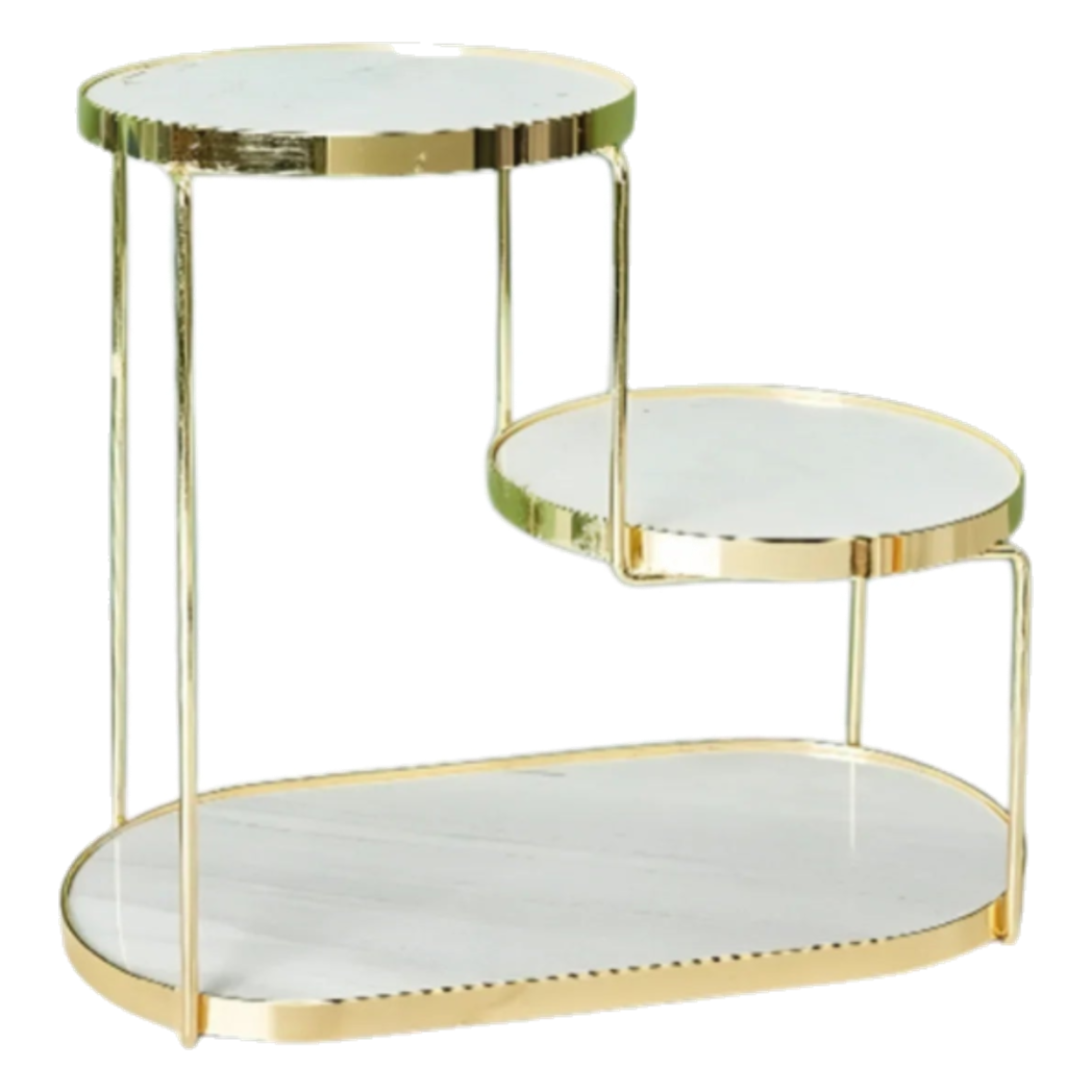 Haute Folie - Khay Kệ Đá Marble Trắng Tròn 2 Tầng New Orion Urban Marble Trays - Cậu Hai Home Decor