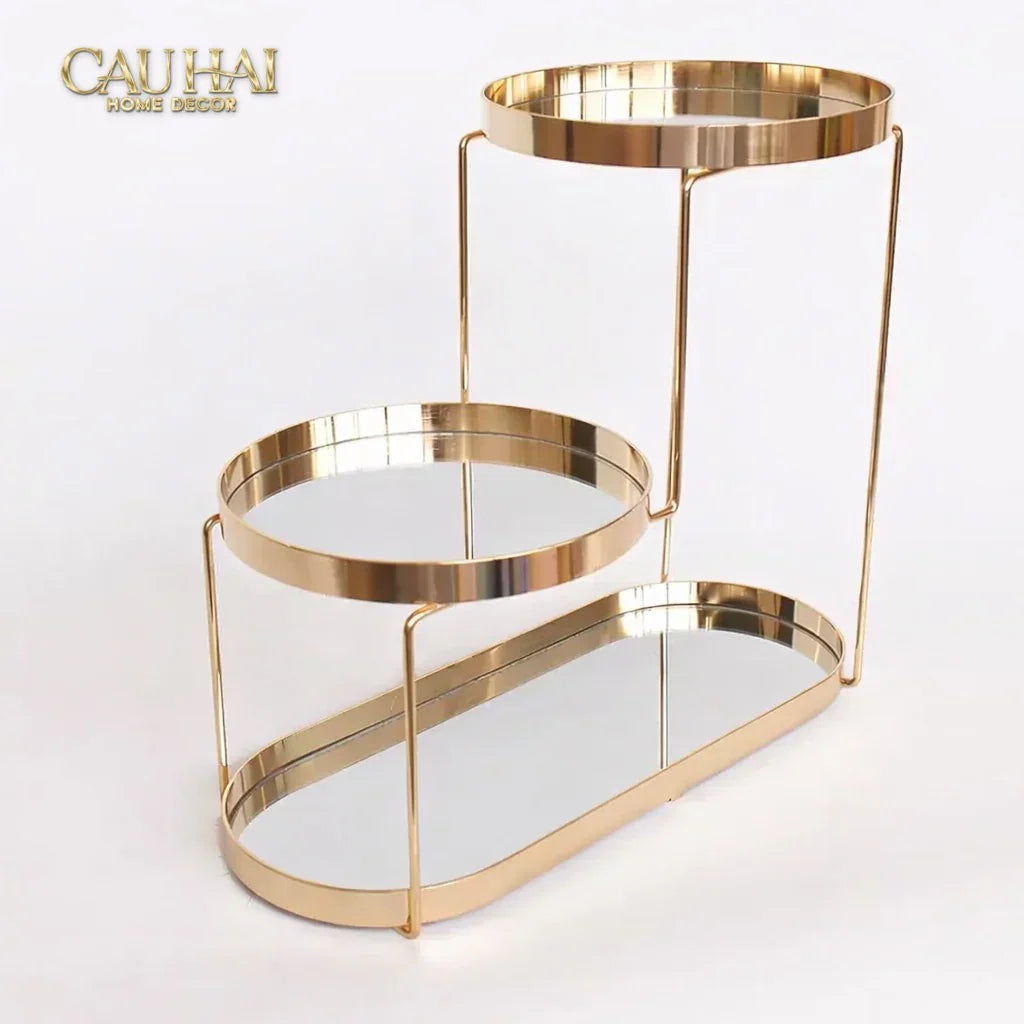 Haute Folie - Khay Kệ Gương Tròn 2 Tầng Bàn Trang Điểm - New Oracle Beauty Mirror Trays-KHAY TRANG TRÍ-CẬU HAI HOME DECOR-CẬU HAI HOME DECOR
