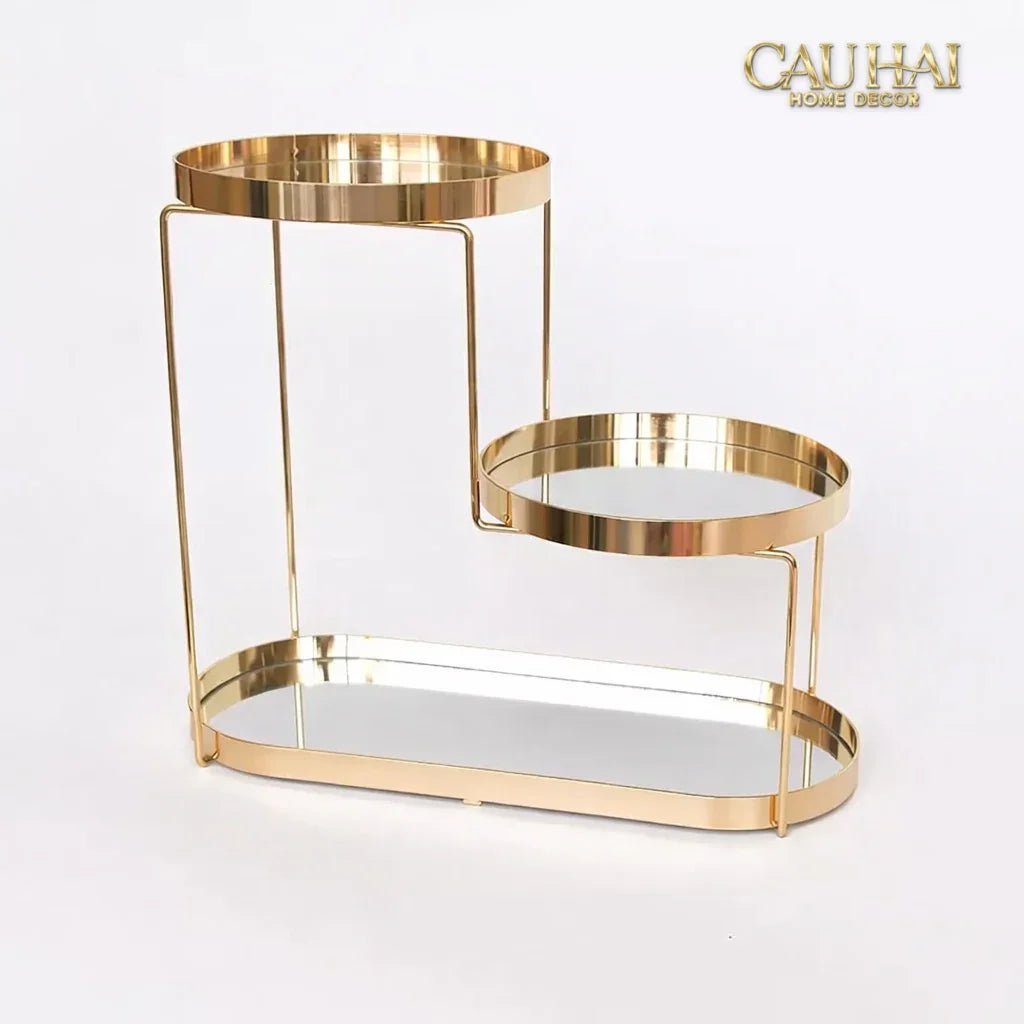 Haute Folie - Khay Kệ Gương Tròn 2 Tầng Bàn Trang Điểm - New Oracle Beauty Mirror Trays-KHAY TRANG TRÍ-CẬU HAI HOME DECOR-CẬU HAI HOME DECOR