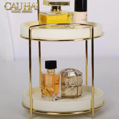 Haute Folie - Khay Kệ Mỹ Phẩm Da 3 Tầng Lux Leather Ivoire Beauty Vanity 21x42-KHAY TRANG TRÍ-CẬU HAI HOME DECOR