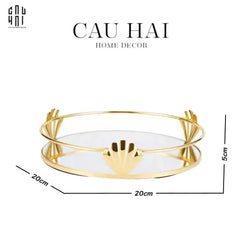 Haute Folie - Khay Tròn Mặt Gương Bàn Trang Điểm Pearl Reflection 20cm-KHAY TRANG TRÍ-CẬU HAI HOME DECOR
