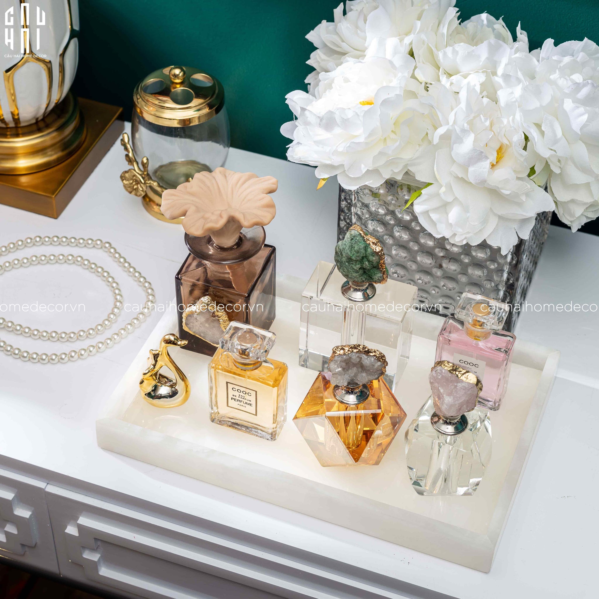 Haute Folie - Lọ Nước Hoa Đá Thạch Anh Pink Quartz Up-Phụ kiện nước hoa trong nhà-CẬU HAI HOME DECOR