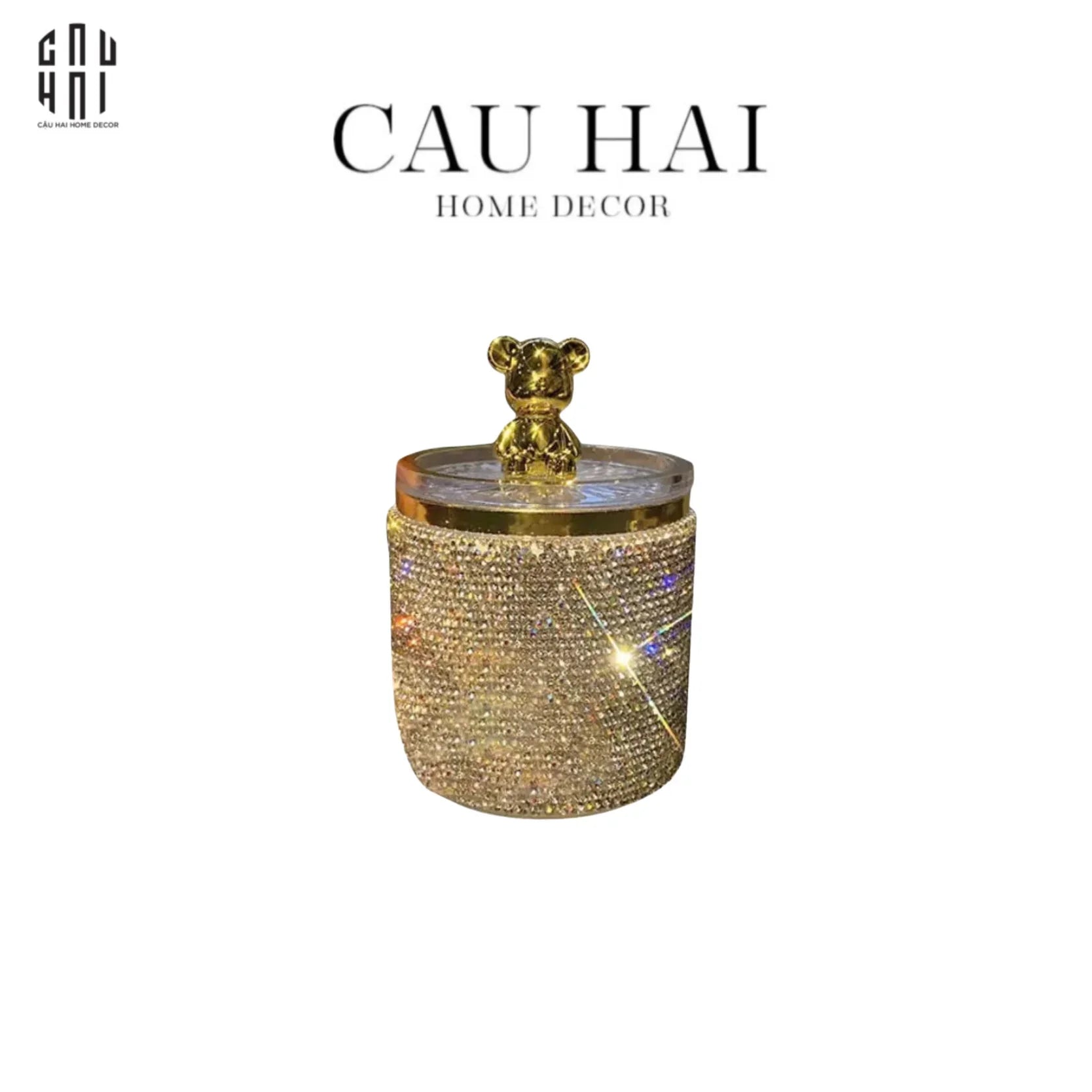 Haute Folie - Lọ Tăm Bông Bear Diamond Bling Bling-HŨ TRANG TRÍ-CẬU HAI HOME DECOR