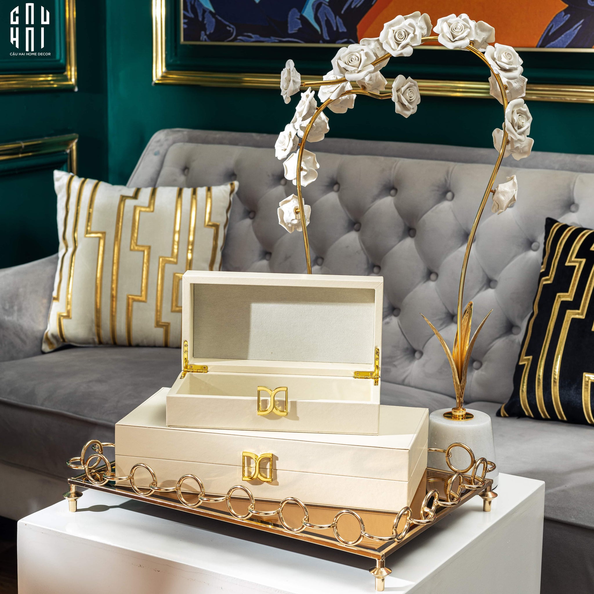 Haute Folie - Set 2 Hộp Trang Sức Da D'Ivoire Delight 12x16 18x36-HỘP TRANG SỨC-CẬU HAI HOME DECOR