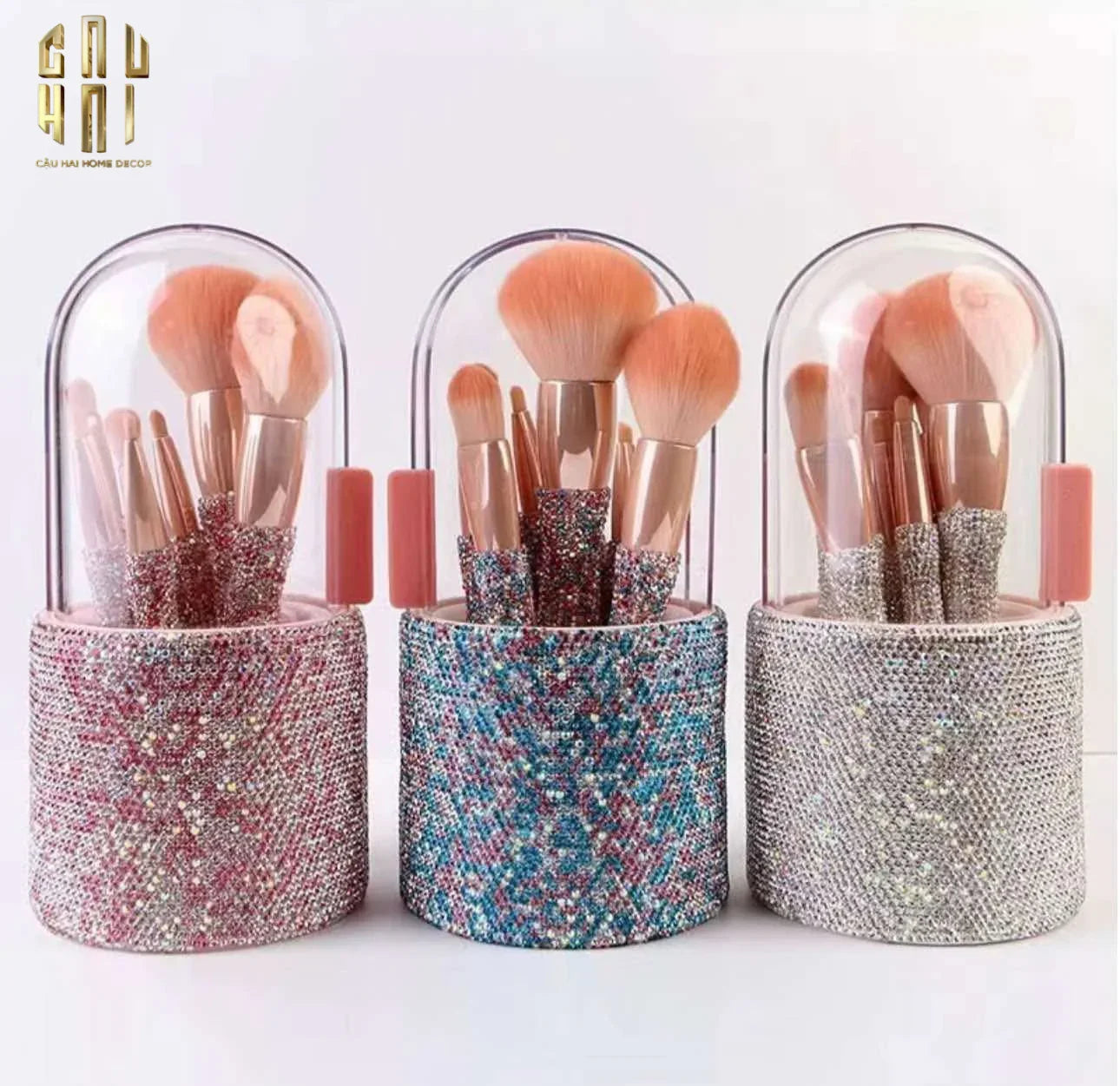 Haute Folie - Set 8 Cọ Makeup & Beauty Box Diamond Bling Bling 8x20-CẬU HAI HOME DECOR