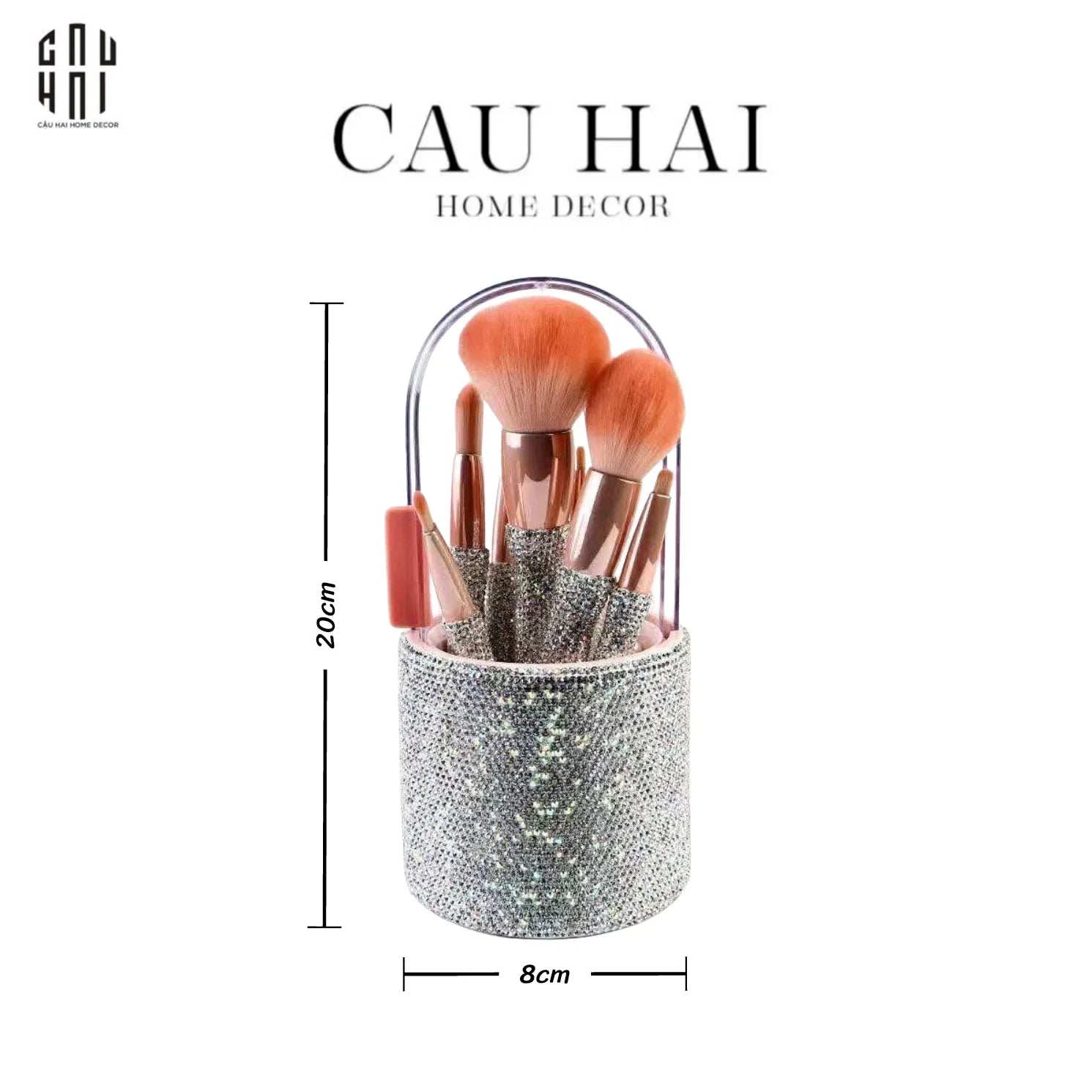 Haute Folie - Set 8 Cọ Makeup & Beauty Box Diamond Bling Bling 8x20-HỘP TRANG SỨC-CẬU HAI HOME DECOR