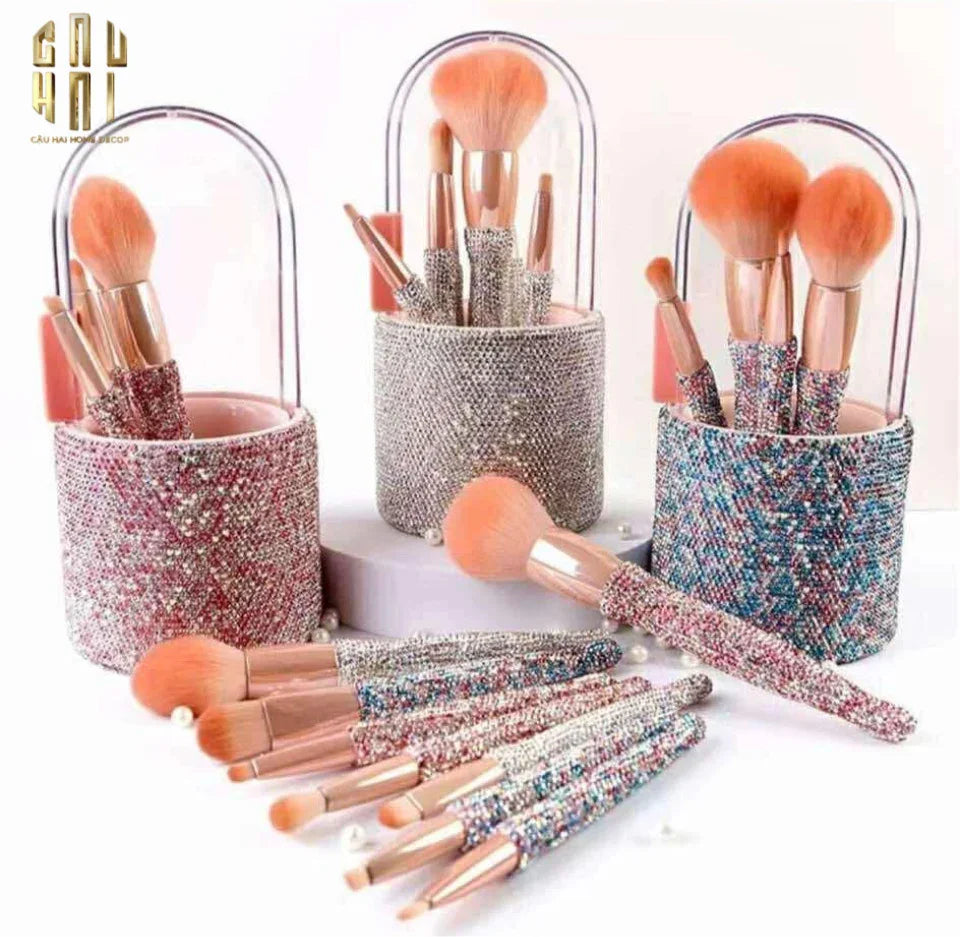 Haute Folie - Set 8 Cọ Makeup & Beauty Box Diamond Bling Bling 8x20-HỘP TRANG SỨC-Đối tác tại Trung Quốc theo từng đơn đặt hàng-CẬU HAI HOME DECOR