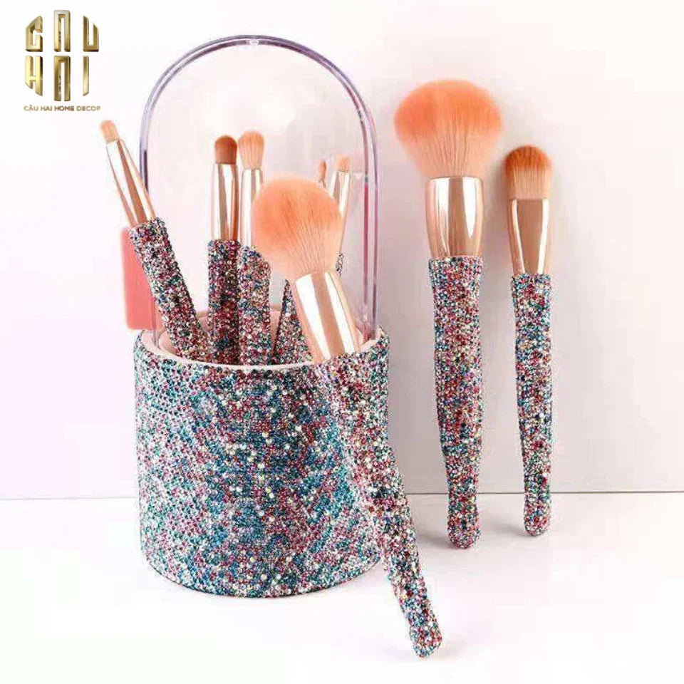 Haute Folie - Set 8 Cọ Makeup & Beauty Box Diamond Bling Bling 8x20-HỘP TRANG SỨC-Đối tác tại Trung Quốc theo từng đơn đặt hàng-CẬU HAI HOME DECOR