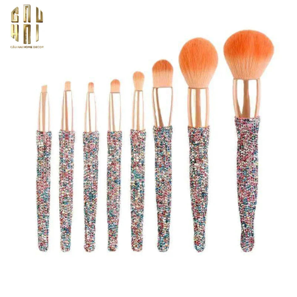 Haute Folie - Set 8 Cọ Makeup & Beauty Box Diamond Bling Bling 8x20-HỘP TRANG SỨC-Đối tác tại Trung Quốc theo từng đơn đặt hàng-CẬU HAI HOME DECOR