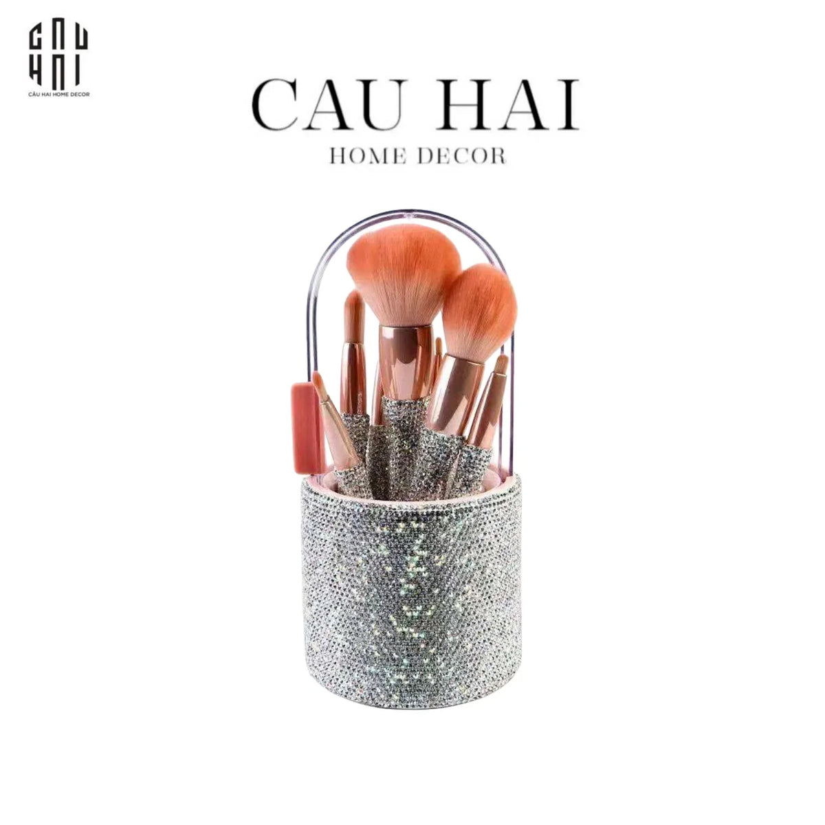 Haute Folie - Set 8 Cọ Makeup & Beauty Box Diamond Bling Bling 8x20-HỘP TRANG SỨC-Đối tác tại Trung Quốc theo từng đơn đặt hàng-CẬU HAI HOME DECOR