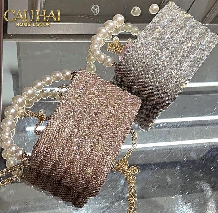 Haute Folie - Túi Handbag Full Kim Cương - Perle Éclat Diamond Pavé Haute Décor Object-TÚI XÁCH & VÍ TRANG TRÍ-CẬU HAI HOME DECOR