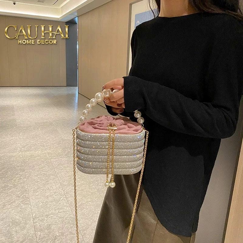 Haute Folie - Túi Handbag Full Kim Cương - Perle Éclat Diamond Pavé Haute Décor Object-TÚI XÁCH & VÍ TRANG TRÍ-CẬU HAI HOME DECOR