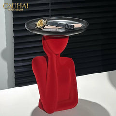 Haute Folie - Tượng Cô Gái Nhung Đỏ Muse de Velours Rouge Coupelle 22x15-TƯỢNG TRANG TRÍ-CẬU HAI HOME DECOR