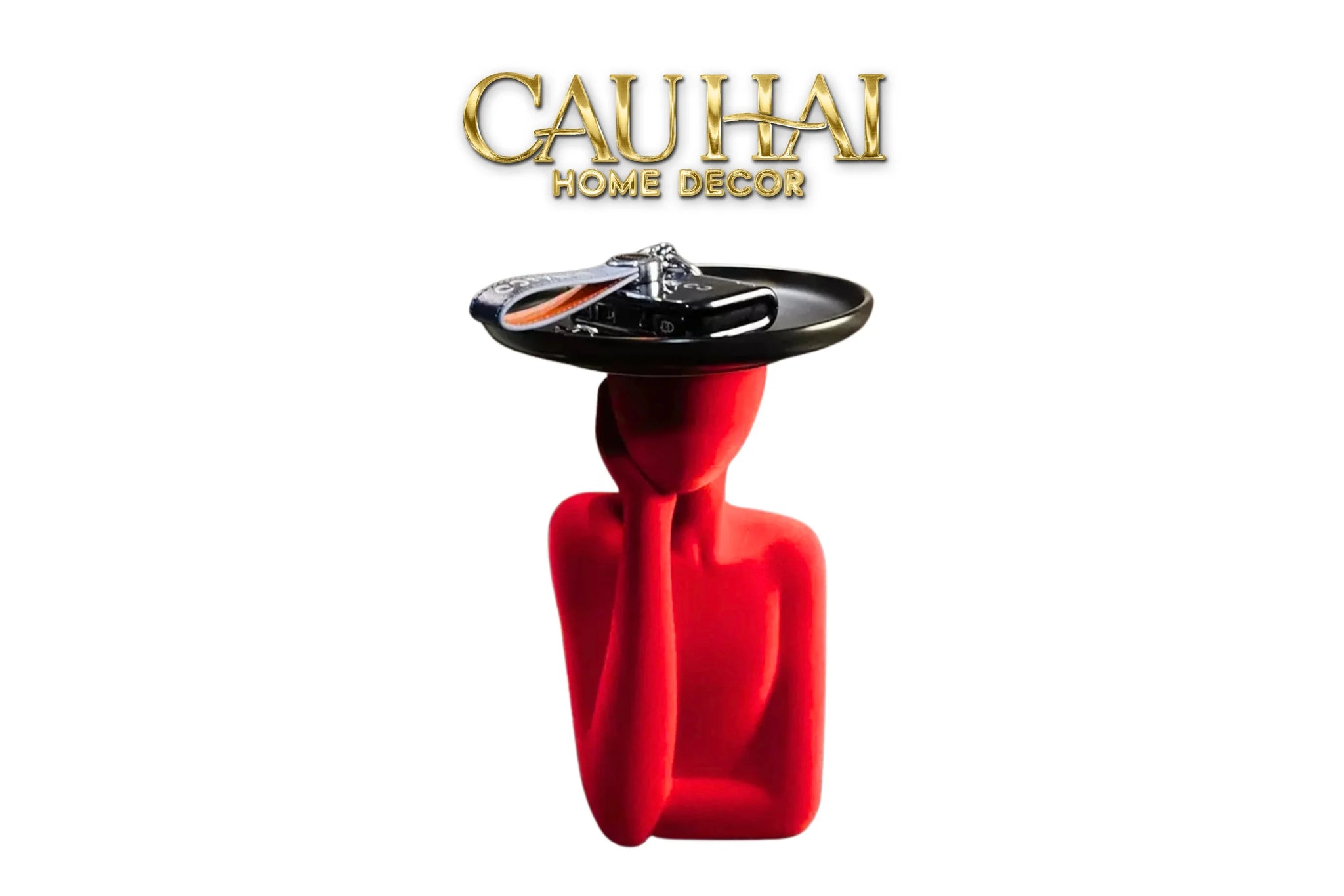 Haute Folie - Tượng Cô Gái Nhung Đỏ Muse de Velours Rouge Coupelle 22x15-CẬU HAI HOME DECOR