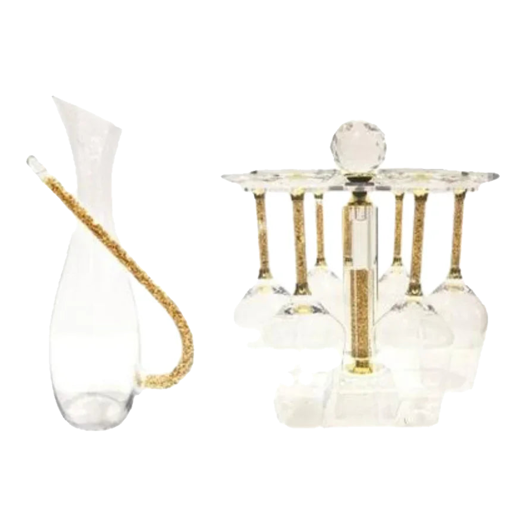 Maison Couture - Set Bình Decanter  Ritz -  Carlton  Leather Box 8 Ly 430Ml