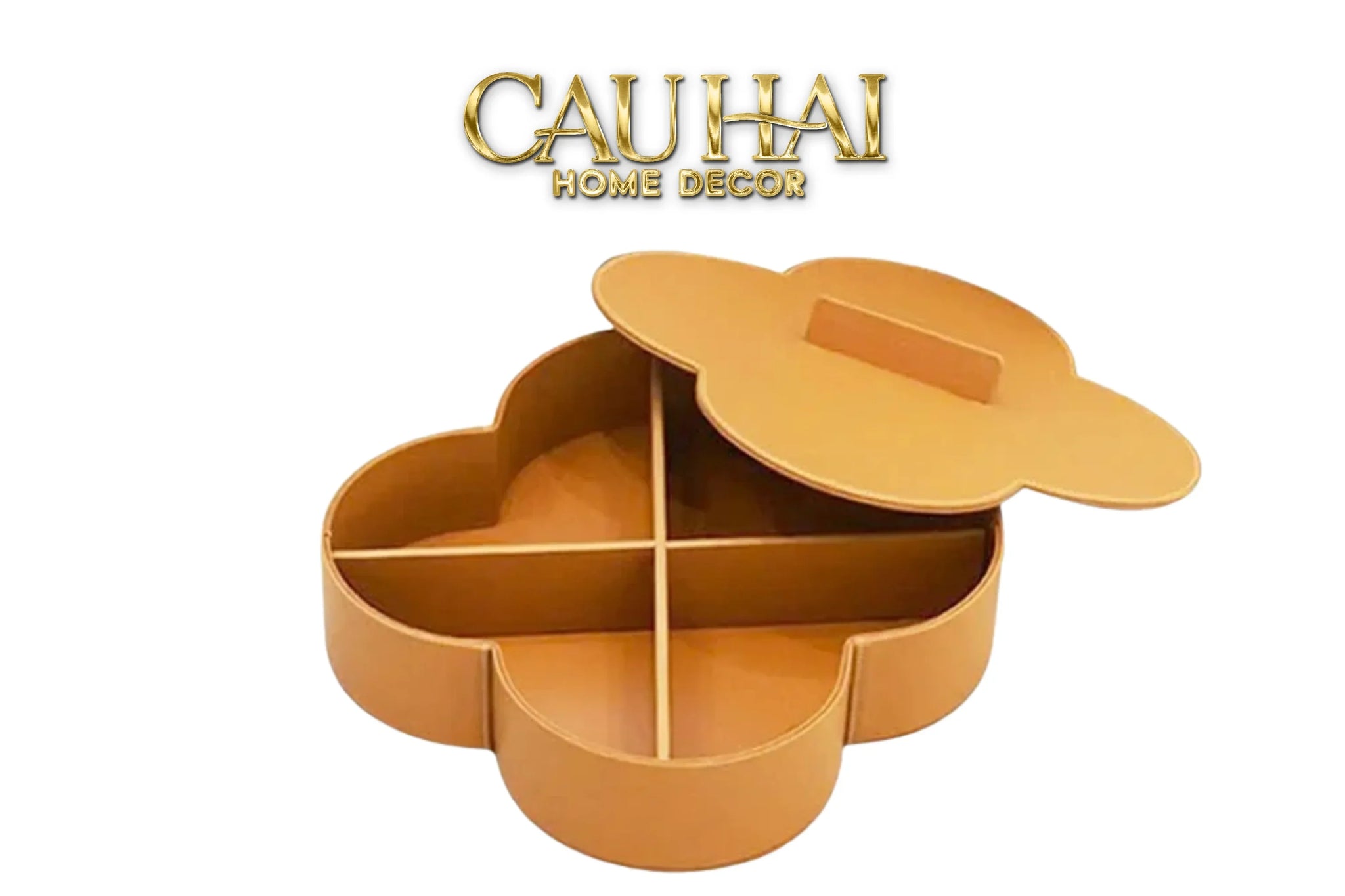Hộp Bánh Mứt Da Lux Leather Terra Fleur Monogram 33-Lọ kẹo Canister Bonbonnière-CẬU HAI HOME DECOR