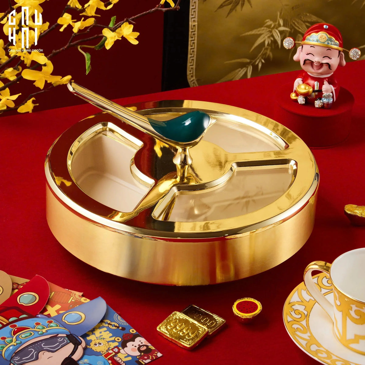 Hộp Bánh Mứt Glorious Auré Oiseau Royale-Lọ kẹo Canister Bonbonnière-Đối tác tại Trung Quốc theo từng đơn đặt hàng-CẬU HAI HOME DECOR