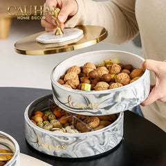 Hộp Bánh Mứt Lá Ngân Hạnh 2 Tầng Millennium Ginkgo D20-Lọ kẹo Canister Bonbonnière-CẬU HAI HOME DECOR